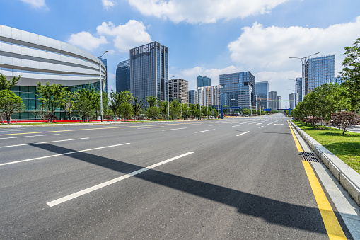 Unmanned asphalt roads on the city's edge