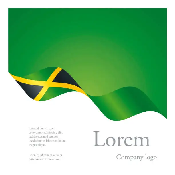 Vector illustration of New brochure abstract design modular pattern of wavy flag ribbon of Jamaica