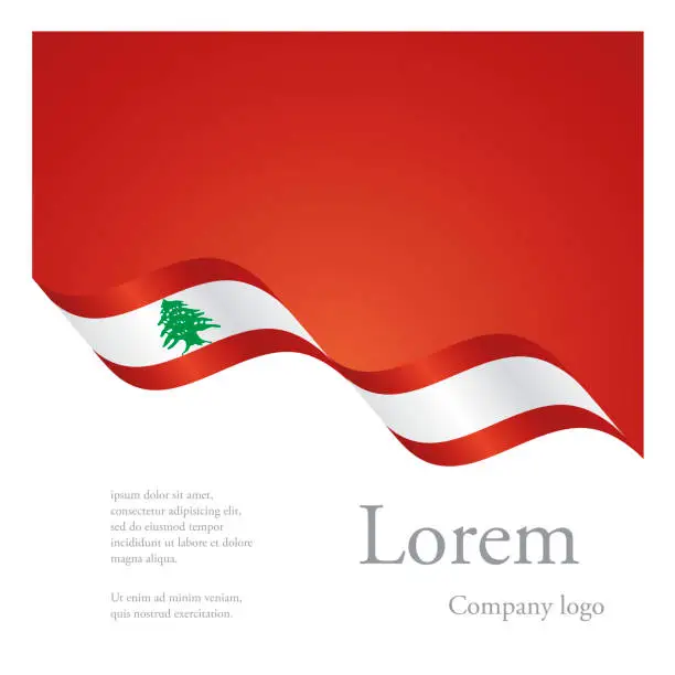 Vector illustration of New brochure abstract design modular pattern of wavy flag ribbon of Lebanon
