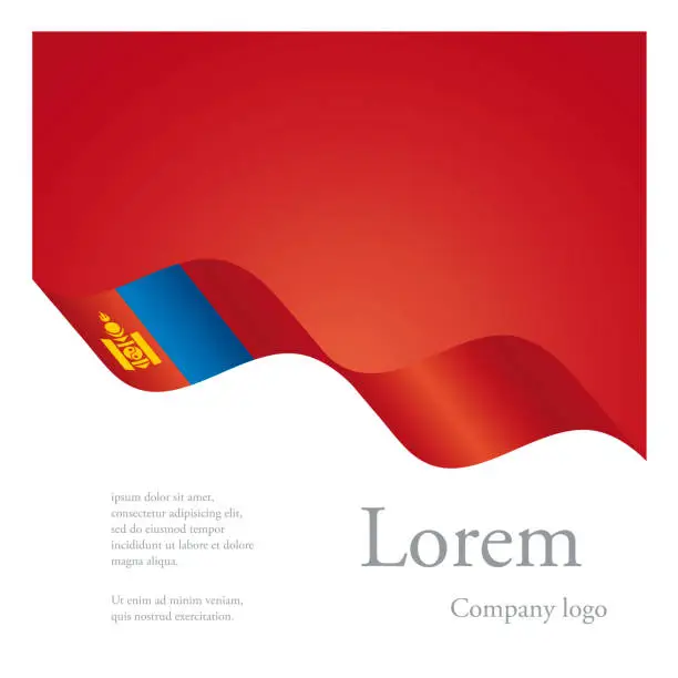 Vector illustration of New brochure abstract design modular pattern of wavy flag ribbon of Mongolia