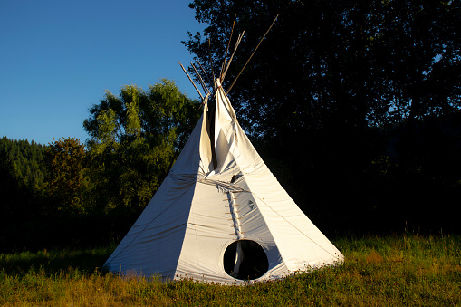 Authentic Native American Indian teepee.  Isolated on white.