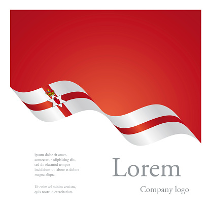New brochure abstract design modular pattern of wavy flag ribbon of Nothern Ireland
