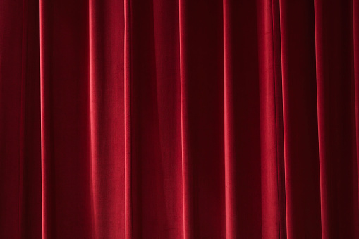 red stage curtain for Theatre, film festival, award-winning celebration, Nightclub, or cabaret show. Presentation of a classic and luxurious work with performing arts.