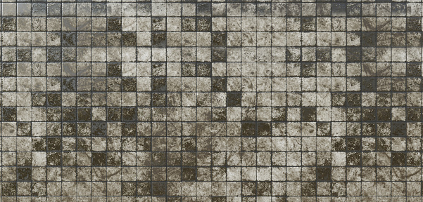 Square stone tile floor Tile block wall Square granite road 3D illustration