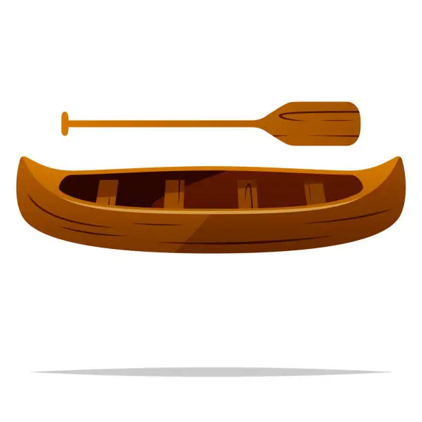 Vector illustration of Canoe boat with paddle vector isolated illustration