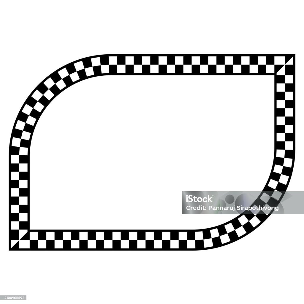 Frame With One Rounded Diagonal Round Diagonal Corner Rectangle Shape Check Pattern Checkered Vector ...
