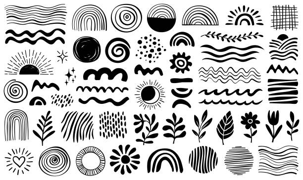 손으로 그린 디자인 요소 - 낙서 드로잉 stock illustrations