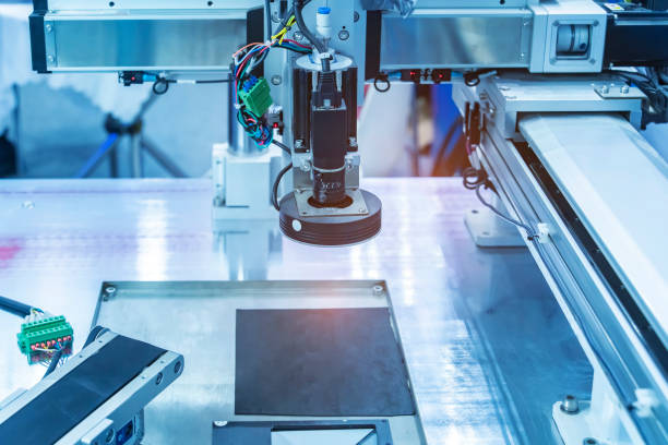 istock smart robot in manufacturing industry for industry 4.0 and technology concept. Robotic vision sensor camera system. 2100942471