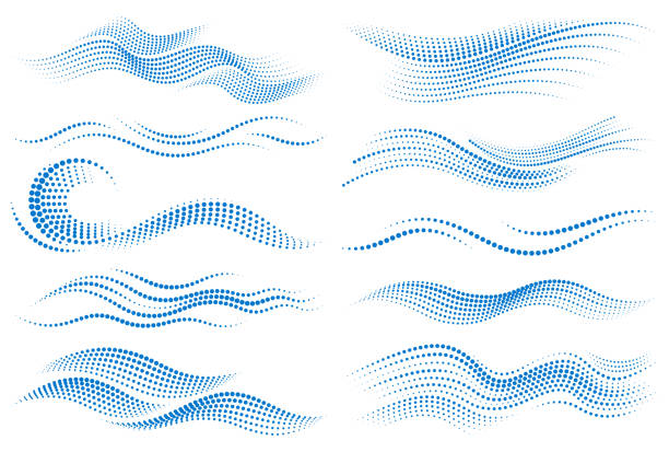 Abstract halftone waves Set of abstract halftone waves dot pattern vector stock illustrations