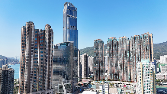 Aerial View of Tsuen Wan, new territories, Hong Kong - 02/11/2024 12:00:18 +0000