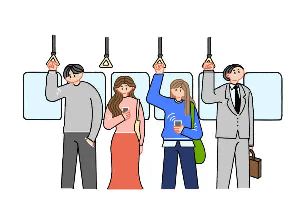 Vector illustration of people riding the train