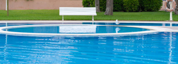 istock nice and quiet swimming pool with seagull in the background without people 2101016016