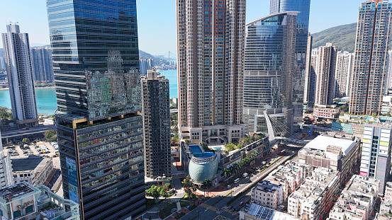 Aerial View of Tsuen Wan, new territories, Hong Kong - 02/11/2024 12:03:29 +0000.
