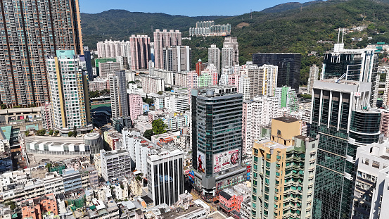 Aerial View of residential building Tsuen Wan, new territories, Hong Kong - 02/11/2024 12:02:44 +0000.