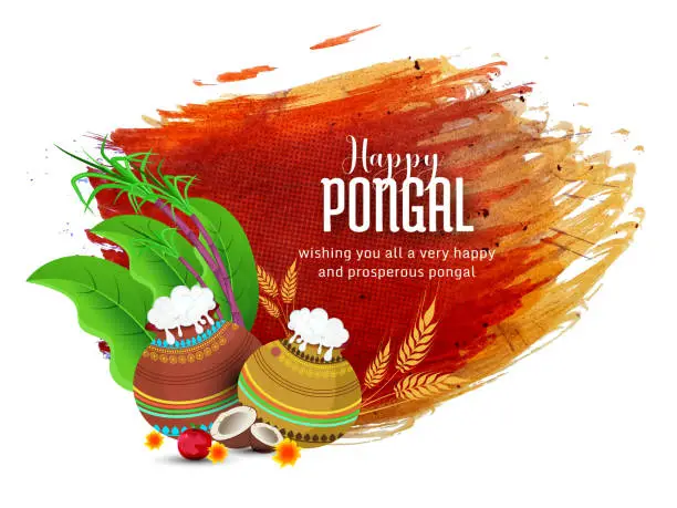 Vector illustration of Happy Pongal greeting background