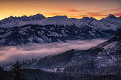 Colorful mountains in winter