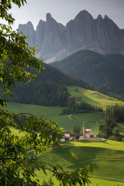 istock Beautiful Dolomites Vertical view at summer morning 2101143384