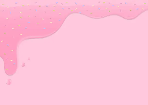 Vector illustration of Sugar sprinkles on pink liquid background