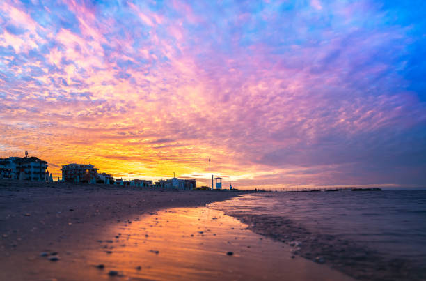 istock Sunset on the Rimini beach, Italy 2101172367
