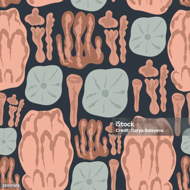 Square Seamless Pattern Sea Shells And Corals Flat Design Stock ...