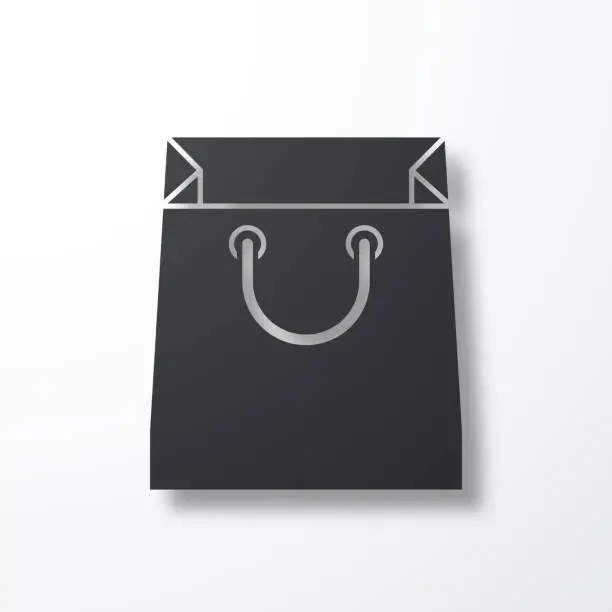 Vector illustration of Shopping bag. Icon with shadow on white background