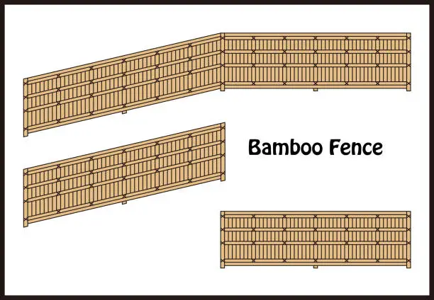 Vector illustration of Japanese Bamboo Fence illustration material set vector