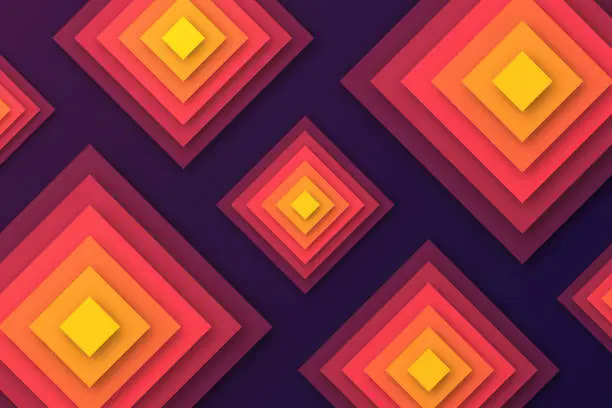 Vector illustration of Abstract design with squares and Orange gradients - Trendy background