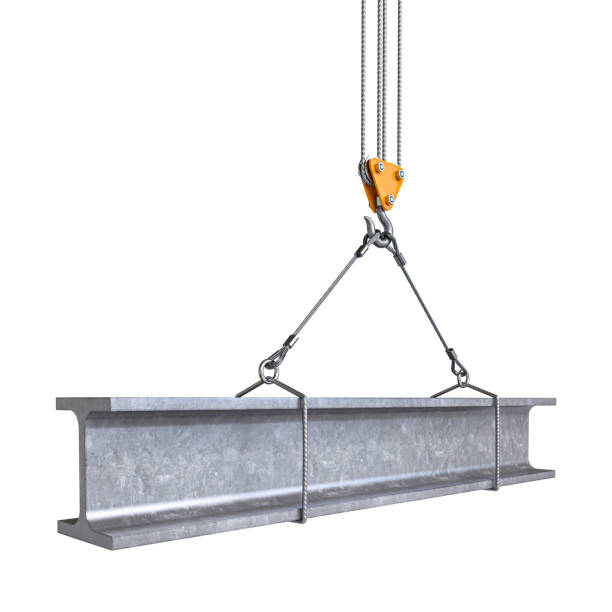 istock Industrial crane hoisting steel beam 2101226677