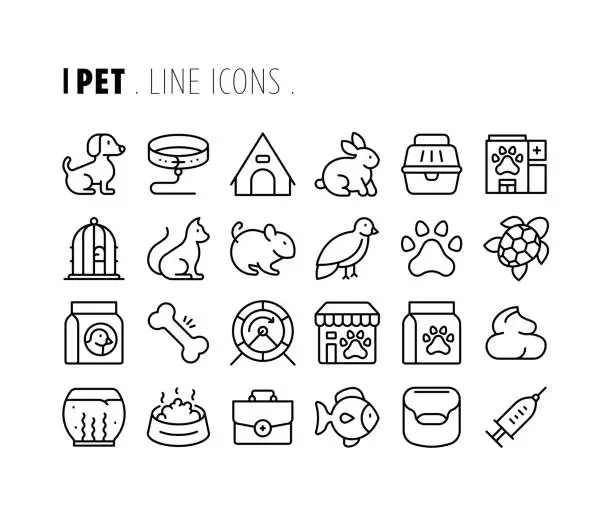 Vector illustration of Pet Line Icon Set. Editable Stroke. Pixel Perfect.