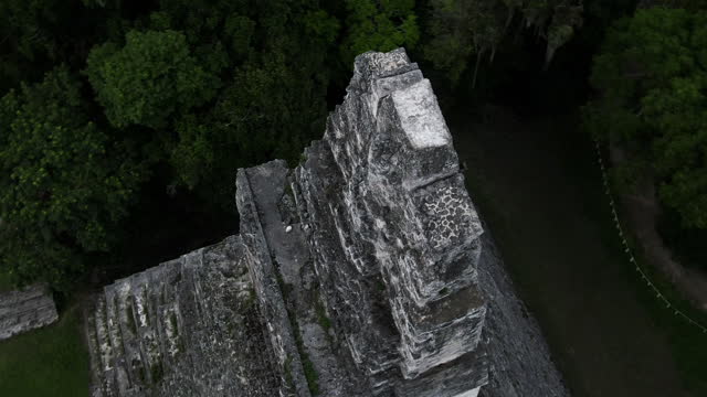 Aerial shot of Temple Ruins Tikal in central america