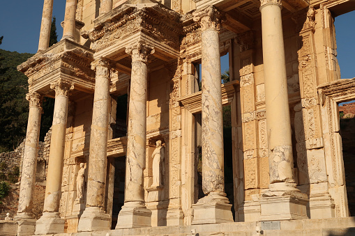 The entrance area of the Library of Celsus at Ephesus, Selcuk, Turkey 2022