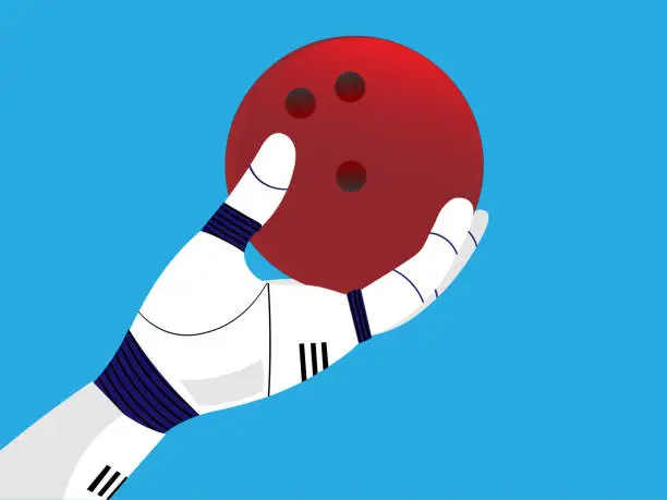 Vector illustration of AI in bowling