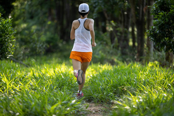 istock Trail runner running in summer forest trail 2101279066
