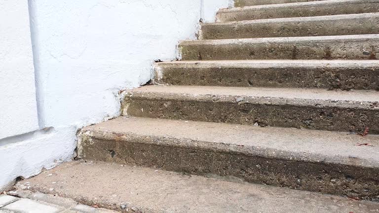 Concrete paving steps. Concrete old stairs.