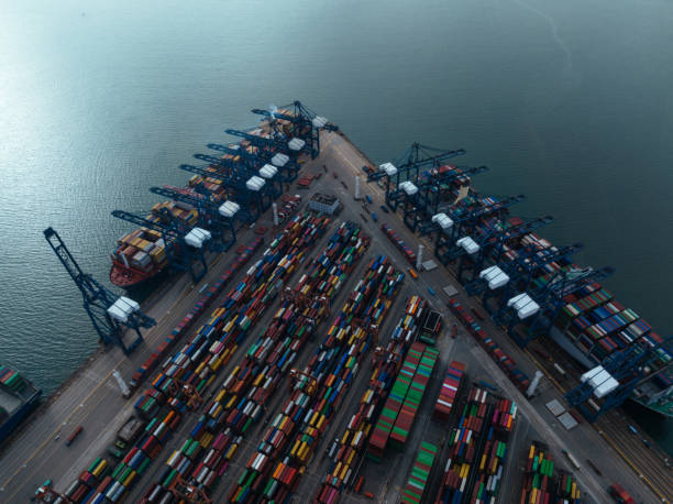 istock Aerial view of yantian container terminal,China 2101287468