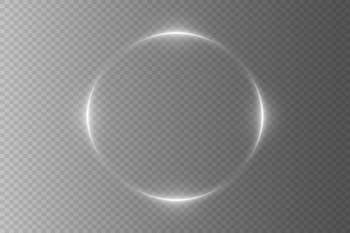 White glowing neon circle. On a transparent background. Vector EPS 10