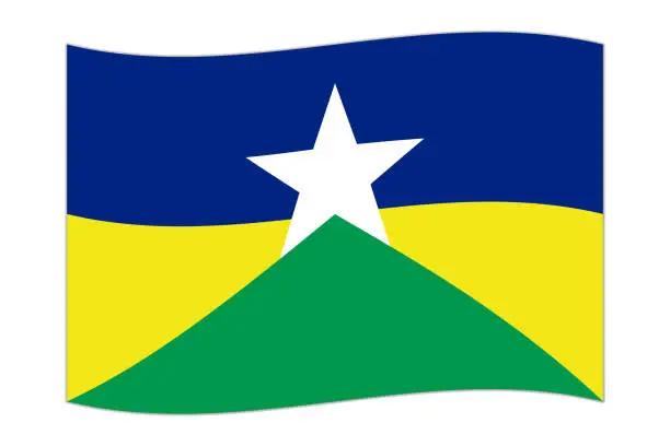 Vector illustration of Waving flag of Rondonia. Vector illustration.