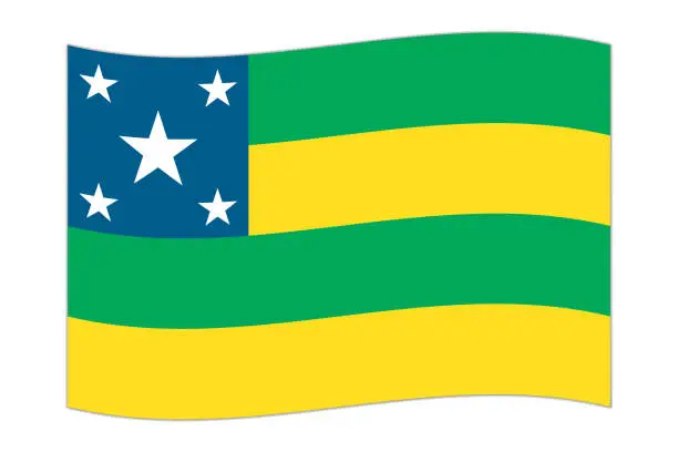 Vector illustration of Waving flag of Sergipe. Vector illustration.