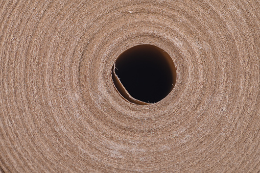 Cross-section of a roll of baking paper, layers visible