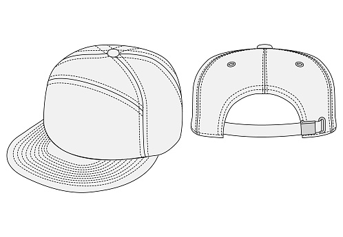 This velcro Adjustable Hat Vector Illustration offers a professional fashion flat template, complete with both front and back views, tailored for fashion designers, merchandisers, and apparel brands. The template is expertly designed to support the creation of custom adjustable hats, suitable for sportswear, casual lines, or promotional items. Providing detailed perspectives allows for thorough customization, enabling designers to perfectly capture their brand’s essence and design intent. An indispensable tool for crafting detailed and unique headwear designs, this vector illustration ensures precision and innovation in every project, allowing for a seamless design process from concept to completion.