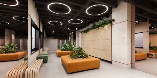 Modern Gym Locker Room Design.