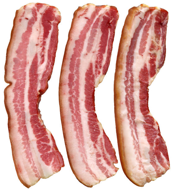 istock Three Boiled Pork Bacon Rashers Isolated On White Background High Resolution Stock Photo 2101379420