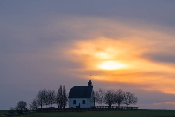 Panoramic image of Holy Cross Chapel in Mertloch, Eifel, Rhineland-Palatinate, Germany
