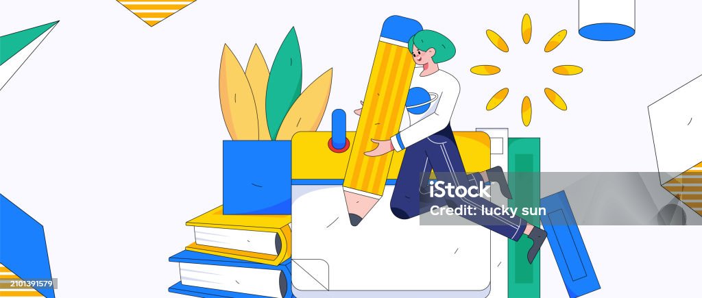 Education And Learning People Flat Vector Concept Hand Drawn ...