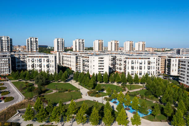 istock New apartment buildings, aerial view 2101395247