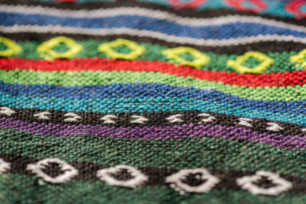 istock Texture of national Ukrainian patterns embroidered with an embroidery machine 2101435043