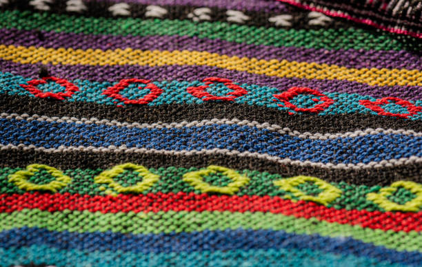 istock Texture of national Ukrainian patterns embroidered with an embroidery machine 2101435055