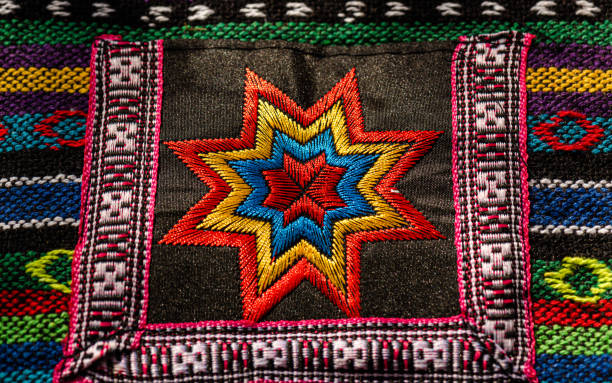 istock Texture of national Ukrainian patterns embroidered with an embroidery machine 2101435571