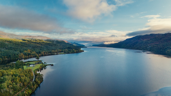 Aerial view of Loch Ness at Fort Augustus Scotland