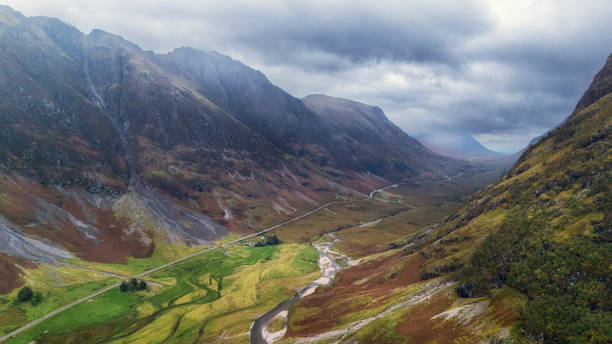 istock Glencoe Highlands Scotland Aerial view 2101439395